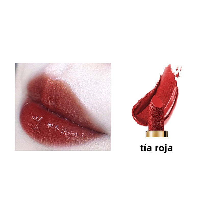 Labial Mate de Terciopelo con Relieve: Tono Rojo Vintage, Nude y Burdeos, Larga Duración, Resistente y Favorecedor
