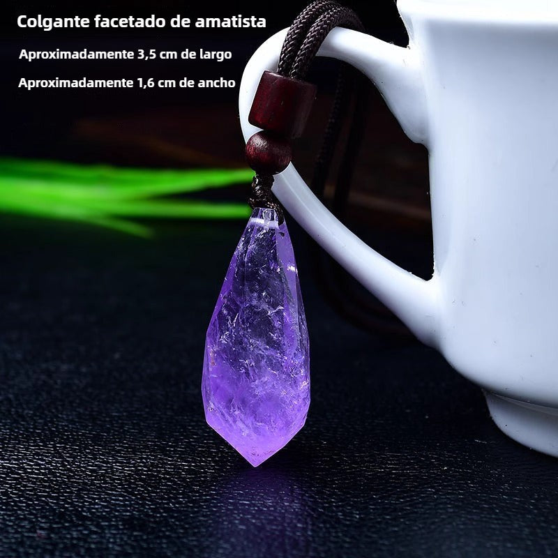 Colgante con piedras naturales: Amatista, Fluorita, Obsidiana, Lapislázuli y más