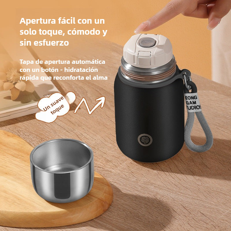 Large Capacity Stainless Steel Travel Mug: Elegant and Portable Tea Cup