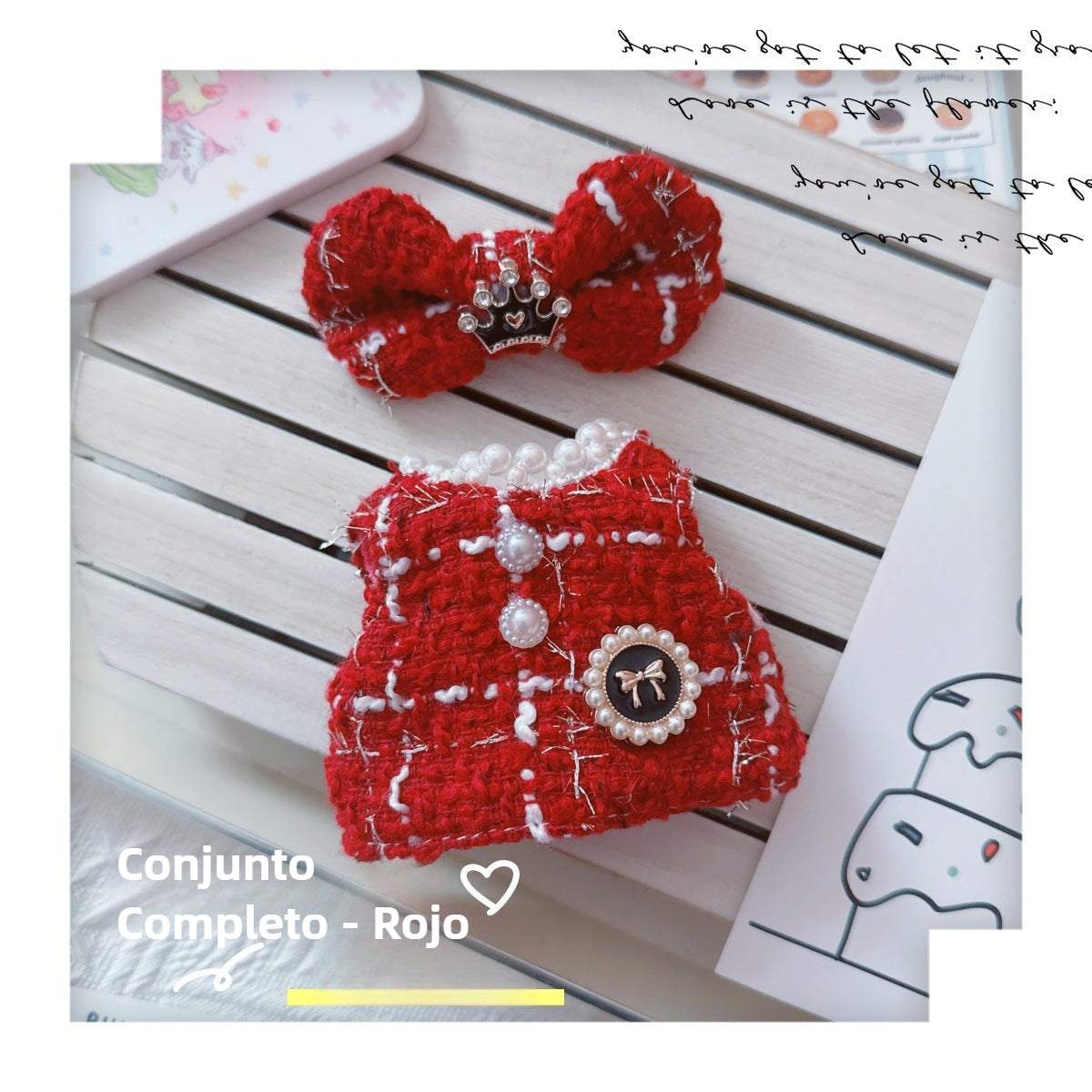 Conjunto de ropa y accesorios estilo Chanel para muñecas Labubu de 17 cm (muñeca no incluida)