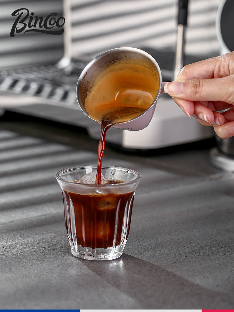 Taza de extracción de café Bincoo: taza de acero inoxidable de 100ml para espresso y leche