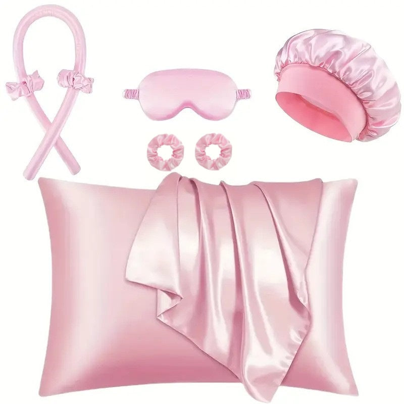 Amazon Heatless Curling Iron Set: 6-Piece Summer Hair Care Kit with Shower Cap and Eye Mask