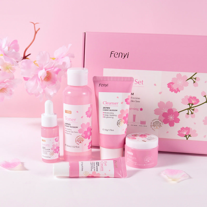 Conjunto de Cuidado Facial Sakura Japonés: 5 Piezas de Productos de Belleza en Stock