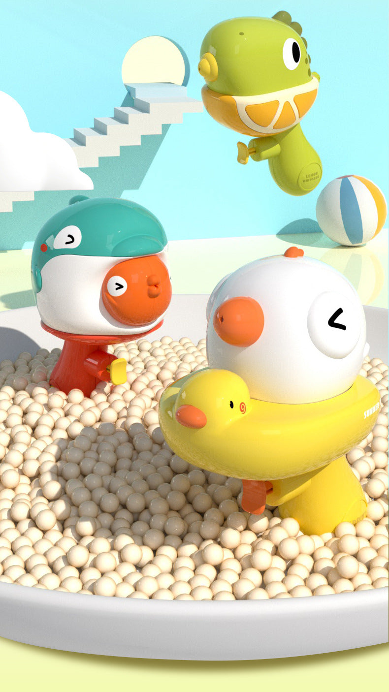 Pistolas de Agua para Niños con Diseño de Animales: Patito Amarillo y Dinosaurio, Juguetes de Verano para Playa y Juegos Acuáticos