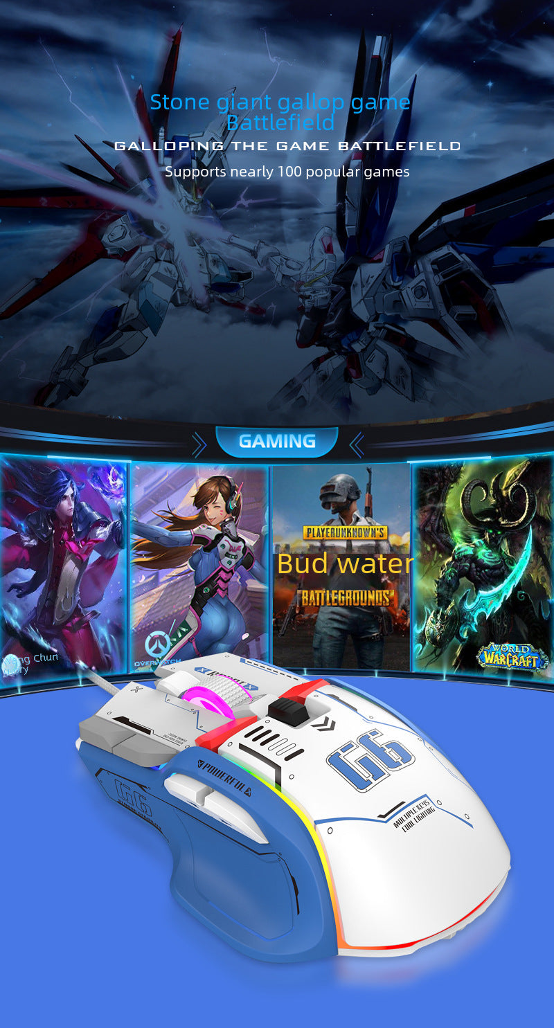 Ratón mecánico G6 RGB: programación de macros, iluminación RGB, ideal para juegos en PC y portátil