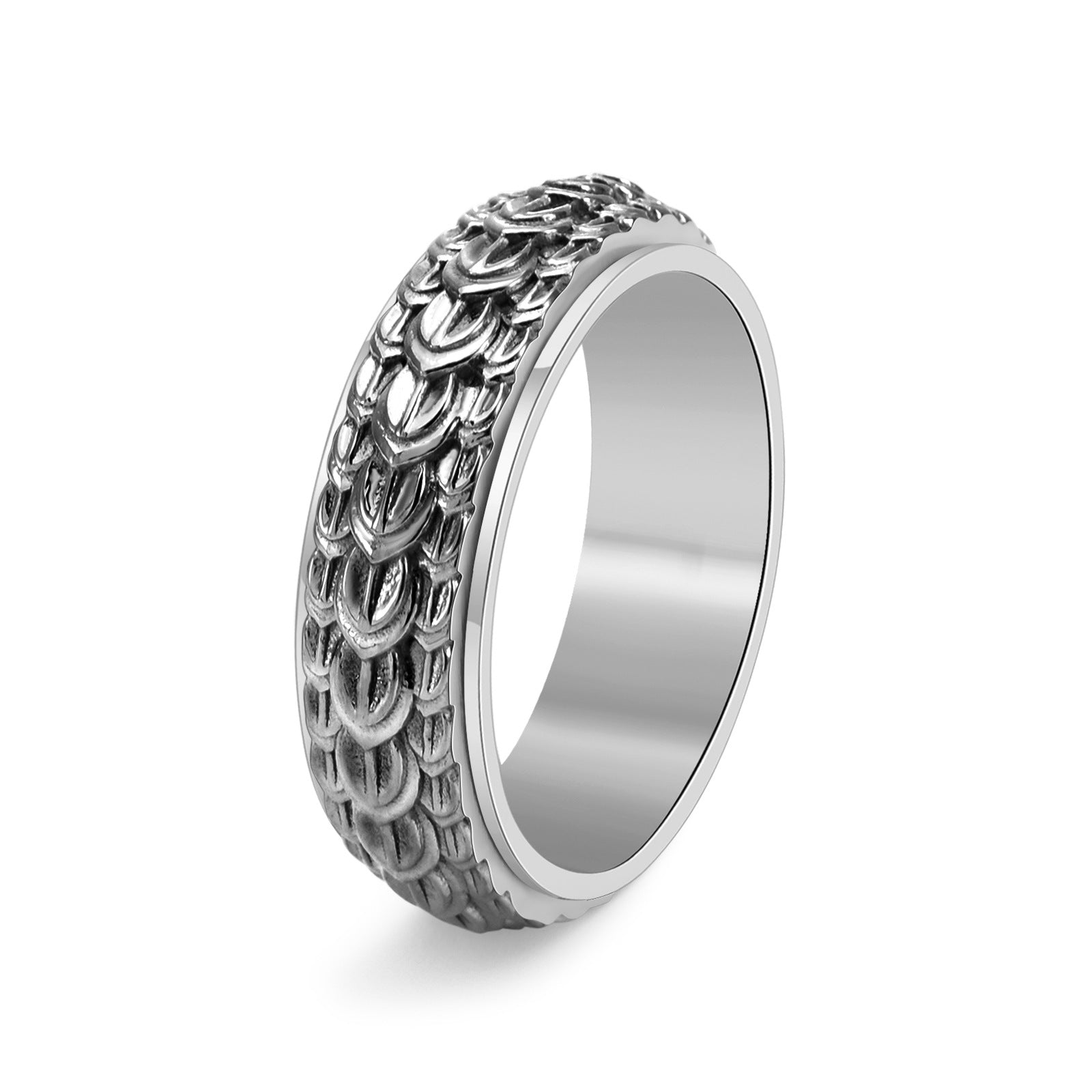 Anillo Antiestrés de Titanio para Hombre – Escamas de Dragón