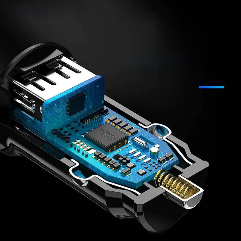 Cargador de coche Pisen: Carga rápida para móviles, adaptador de encendedor de 12V, USB doble, cargador de coche 24