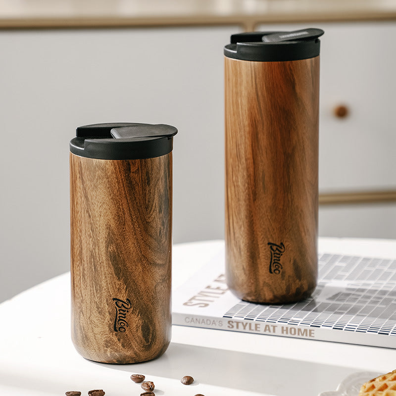 Taza de café Bincoo: Elegante y portátil, termo de madera para hombres
