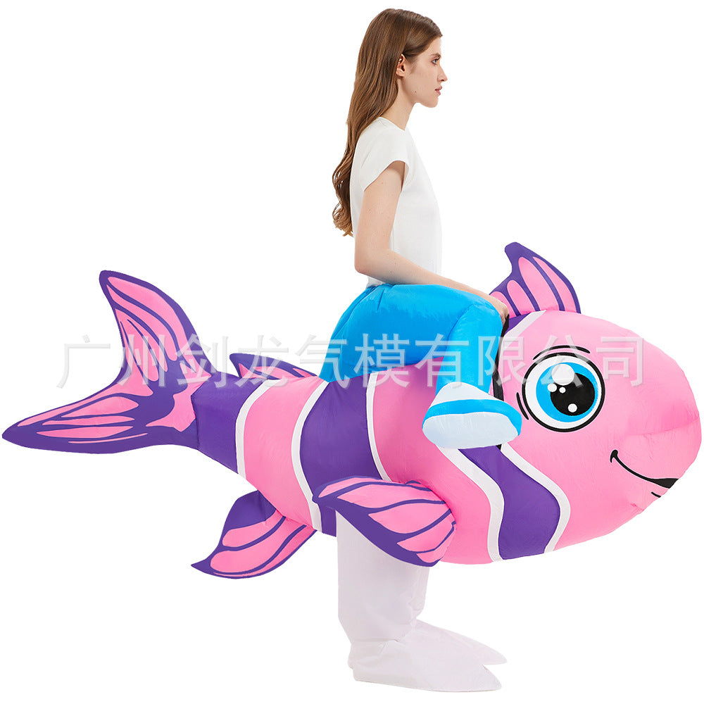 Disfraz inflable de pez con ventilador integrado
