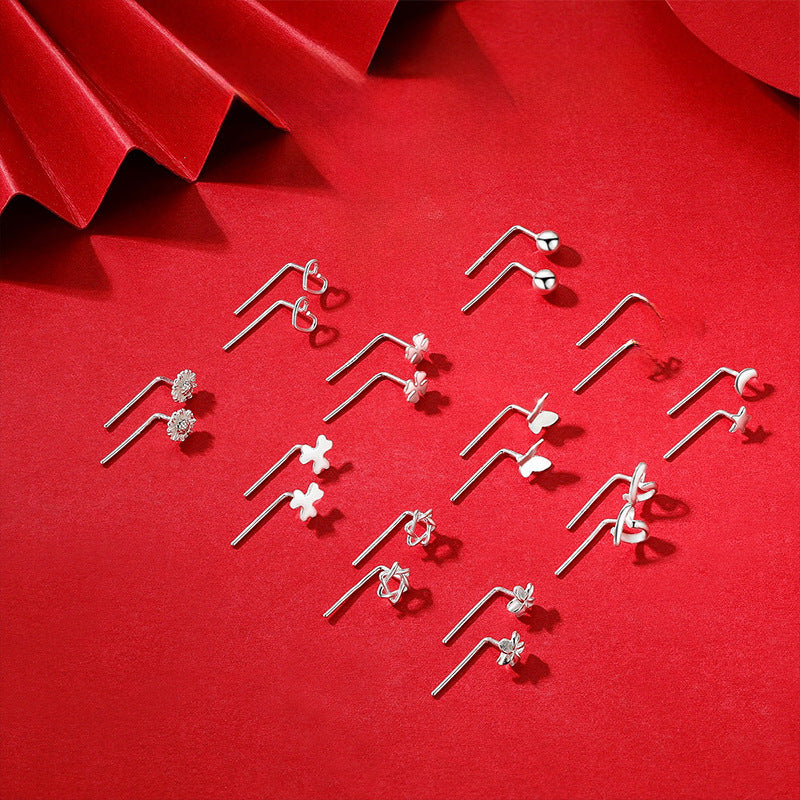 Aretes Botón de plata pura S999: Cierre de Gancho en Varios Modelos