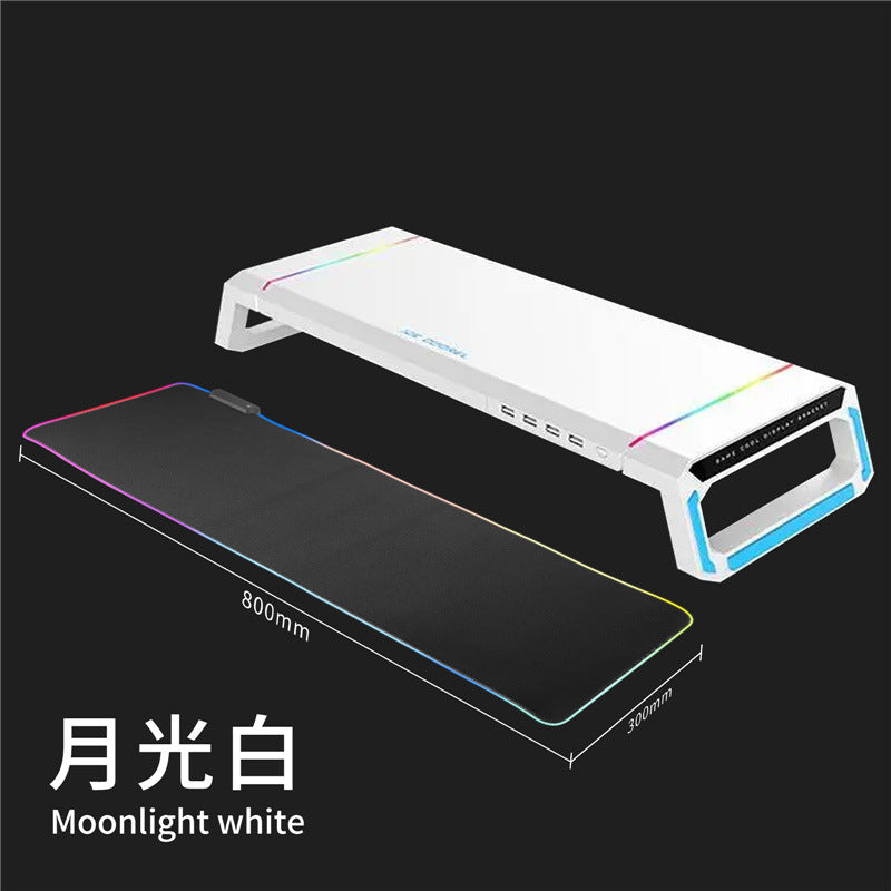 Soporte Elevador para Laptop Todo-en-Uno T1: Monitor Multifuncional, Mouse Pad RGB