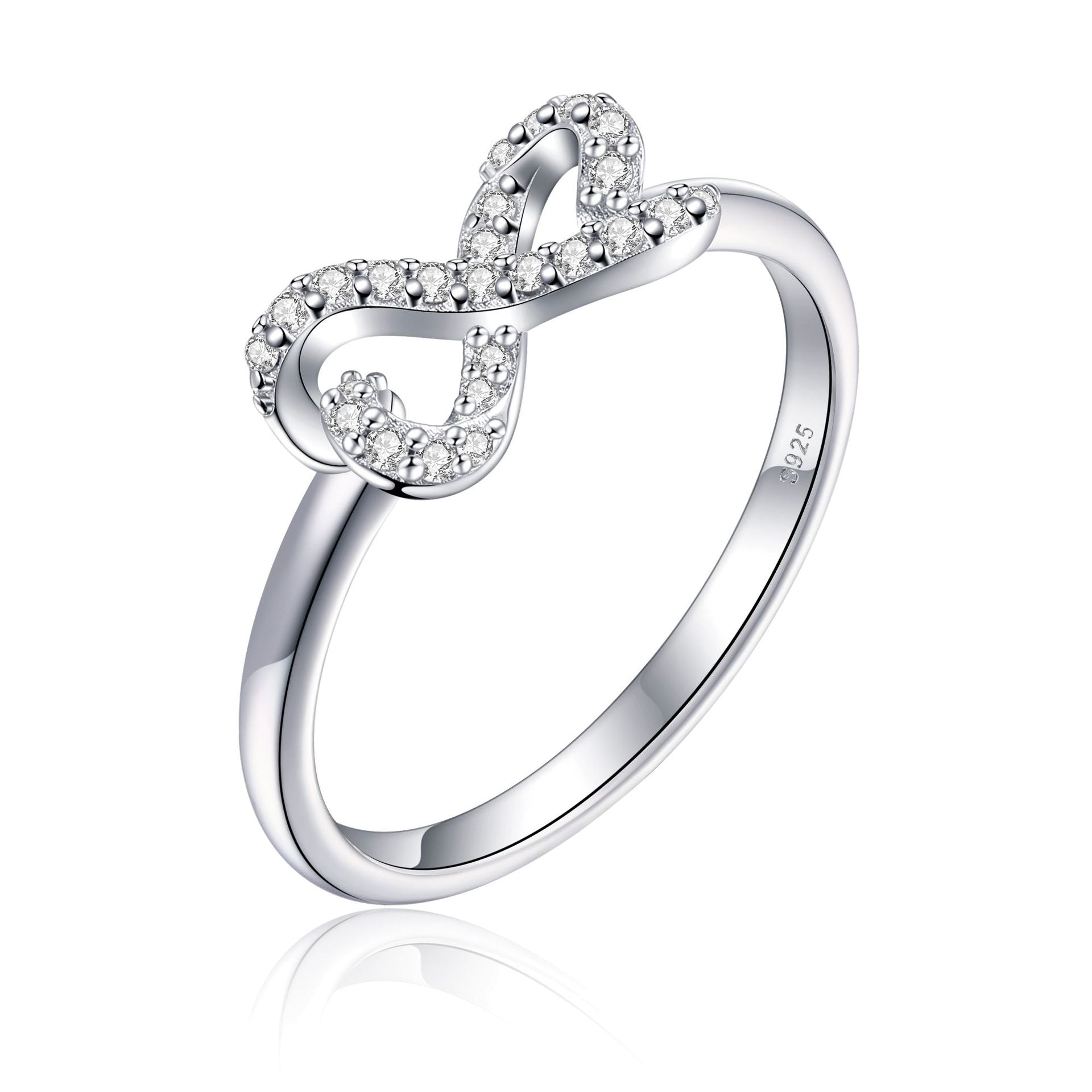 Anillo de Corazón con lazo de mariposa de plata 925: Joyería para Mujer