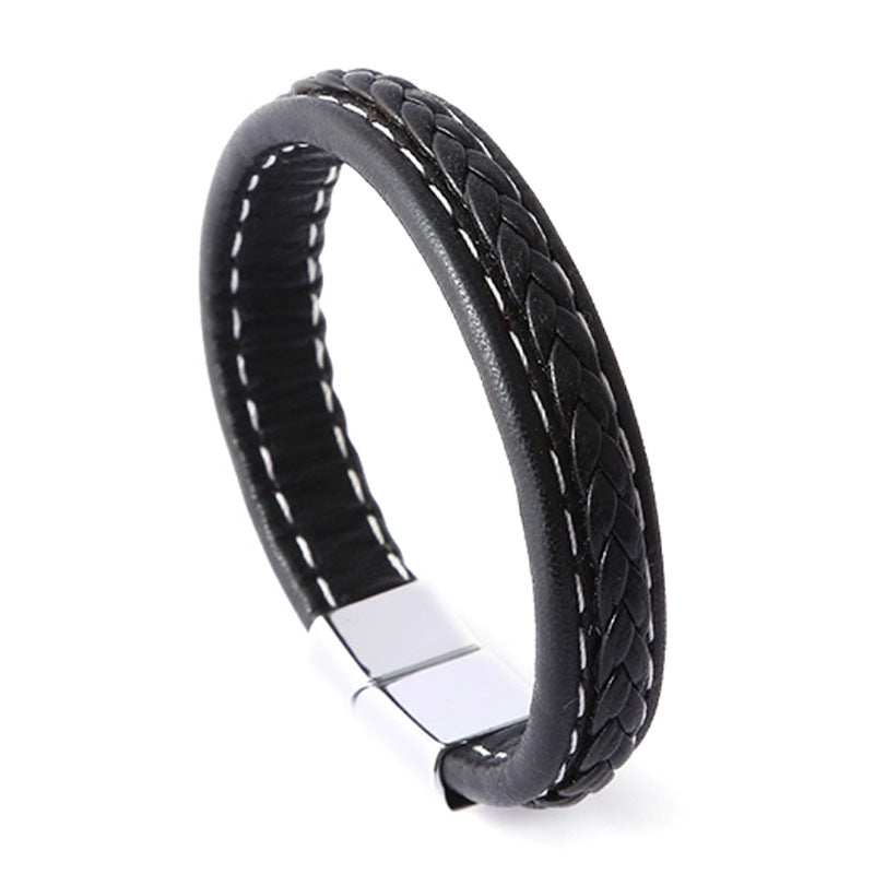 Pulsera de Cuero Trenzado con Cierre Magnético – Diseño Delicado para Parejas