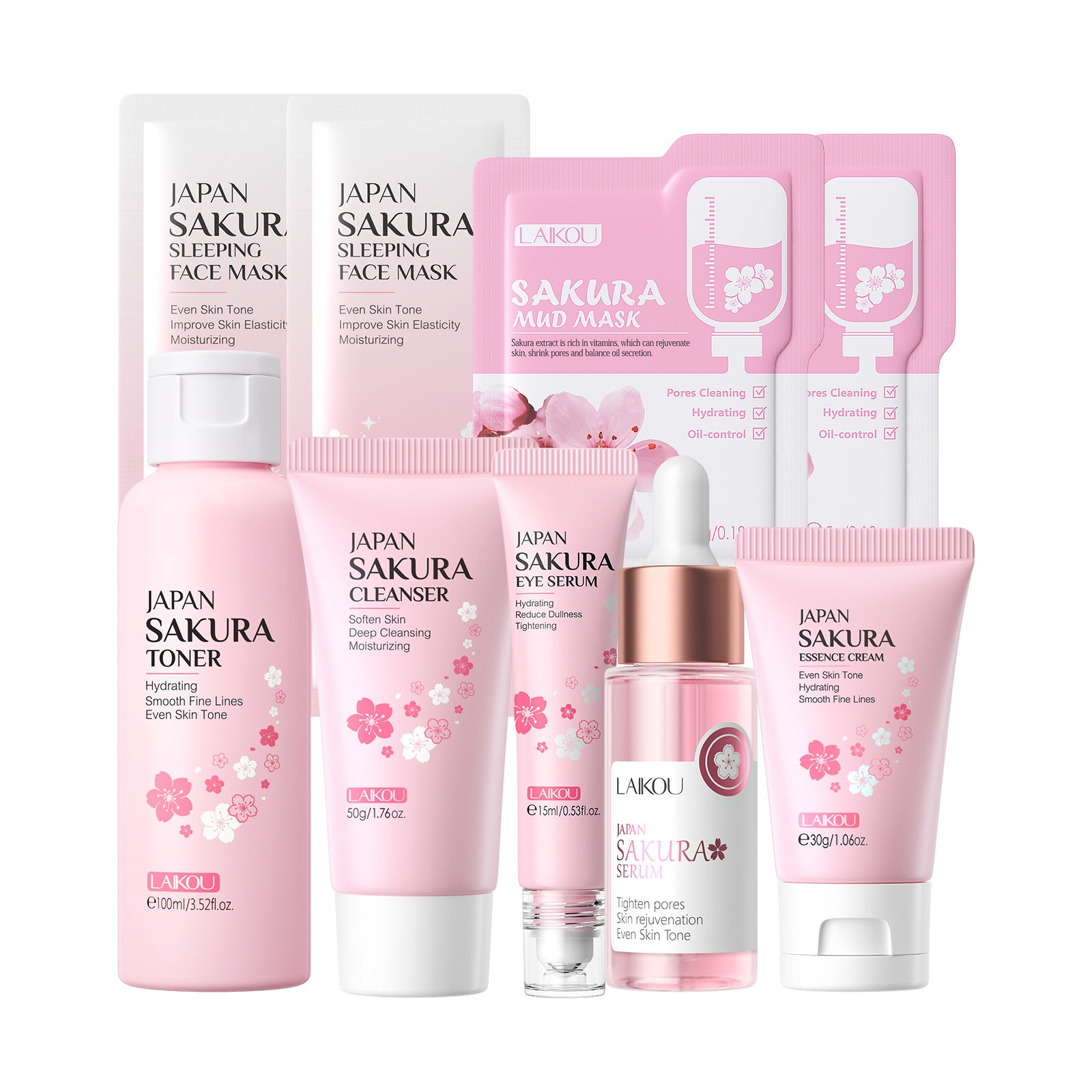 Conjunto de Cuidado Facial LAIKOU Sakura: Hidratación Profunda y Efecto Revitalizante