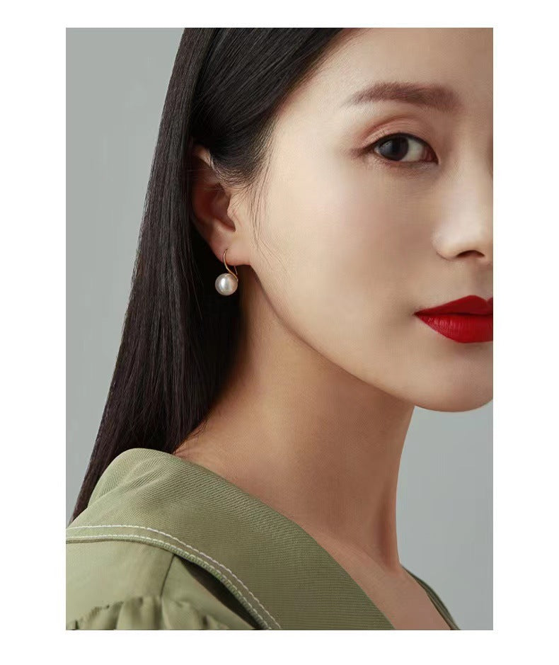 Aretes de Perlas en Plata Pura 999 – Estilo Clásico con Cierre de Gancho