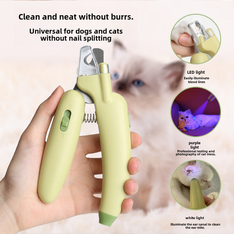 Cortaúñas LED Eléctrico Profesional: Lima de Uñas con Luz para Gatos y Perros, Herramienta 2 en 1