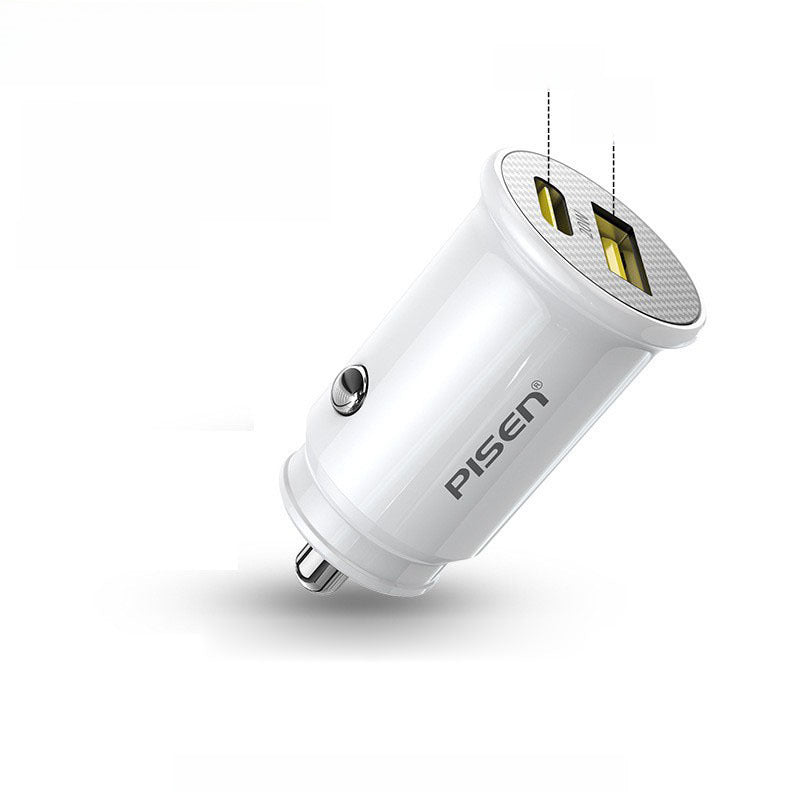 Cargador de coche Pisen: Carga rápida para móviles, adaptador de encendedor de 12V, USB doble, cargador de coche 24
