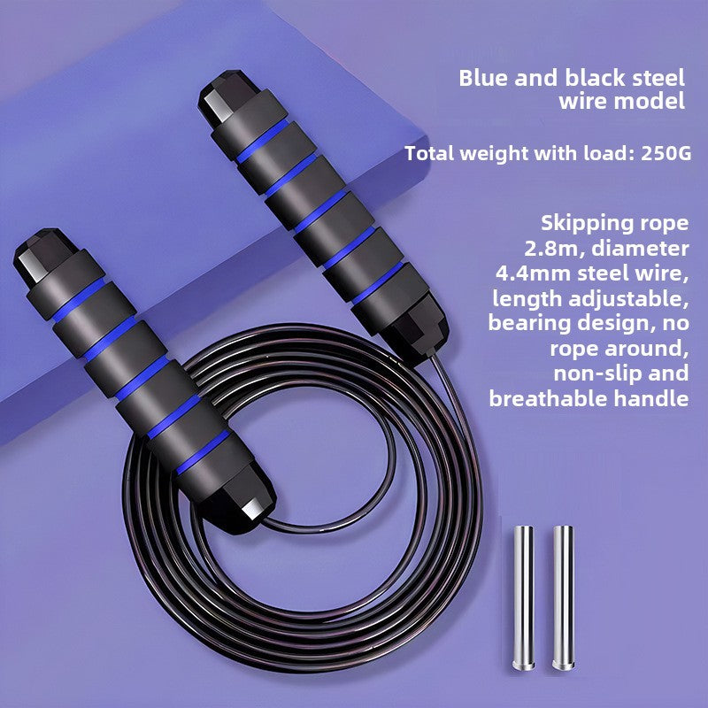 Cuerda de Saltar con Peso de Acero: Ideal para Fitness, Entrenamiento, Competencias Estudiantiles y Deportes, con Rodamientos de Alta Velocidad