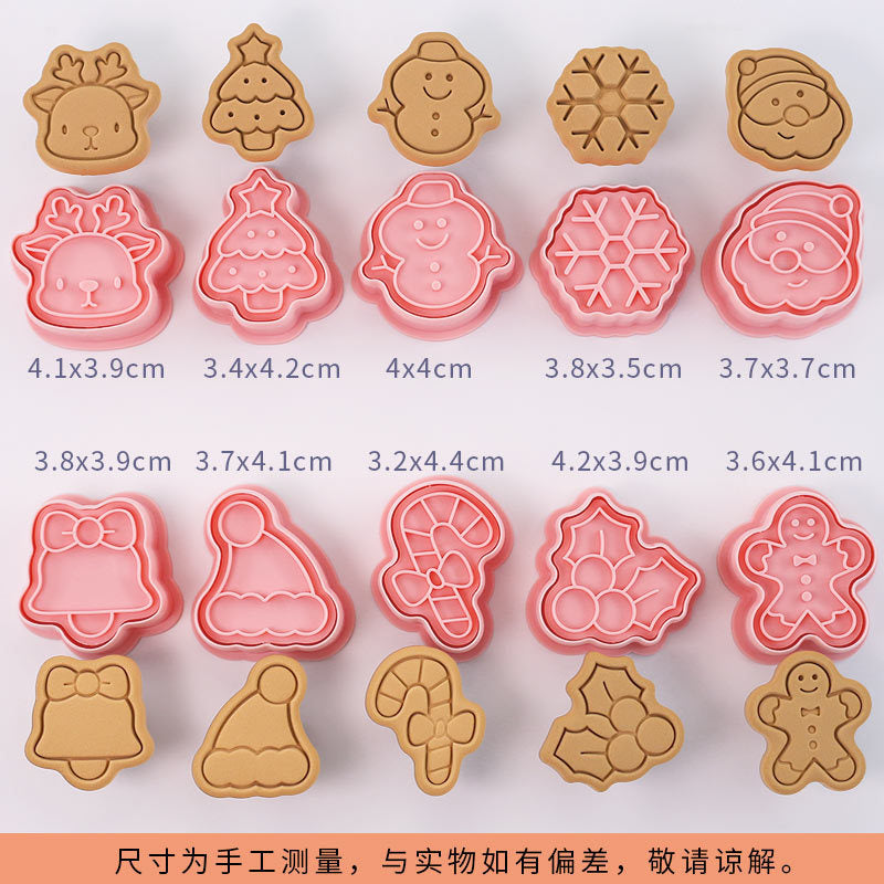 3D Christmas Cookie Mold Set with Tree and Party Themes for Baking