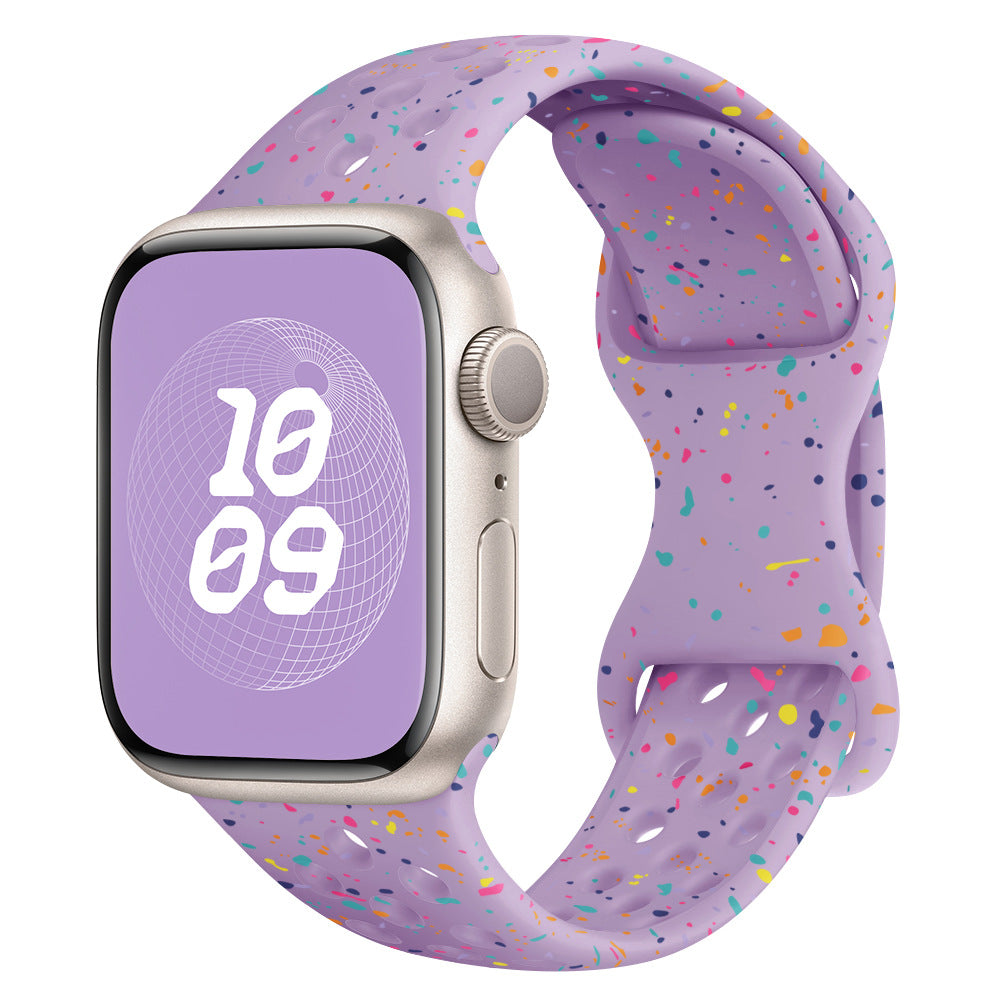 Correa de silicona Violeta con purpurina para Apple Watch Series 1 al 11 y SE 3