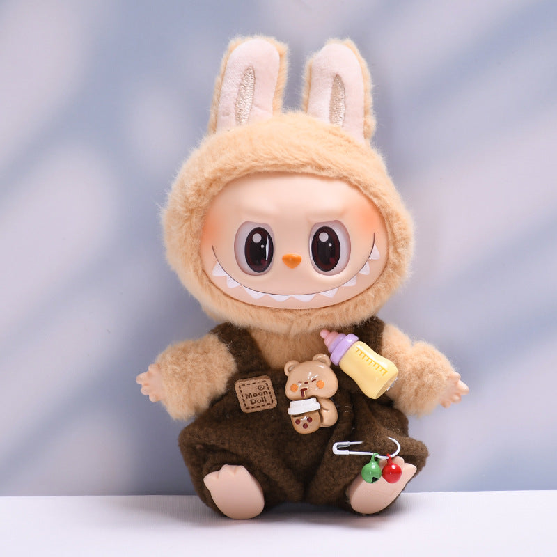Overol con Accesorios para Muñeca Labubu 17 cm – Biberón y Cámara de Juguete (Muñeca No Incluida)