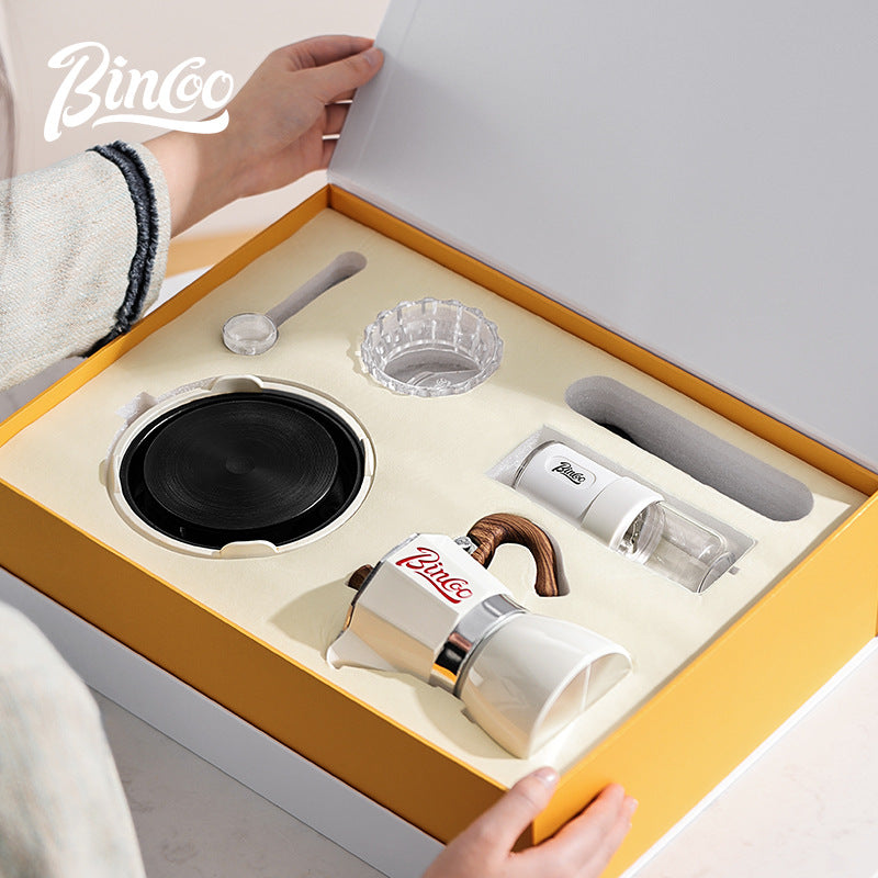 Bincoo: Set de regalo de cafetera moka, equipo para preparar café, cafetera manual compacta, ideal para cumpleaños
