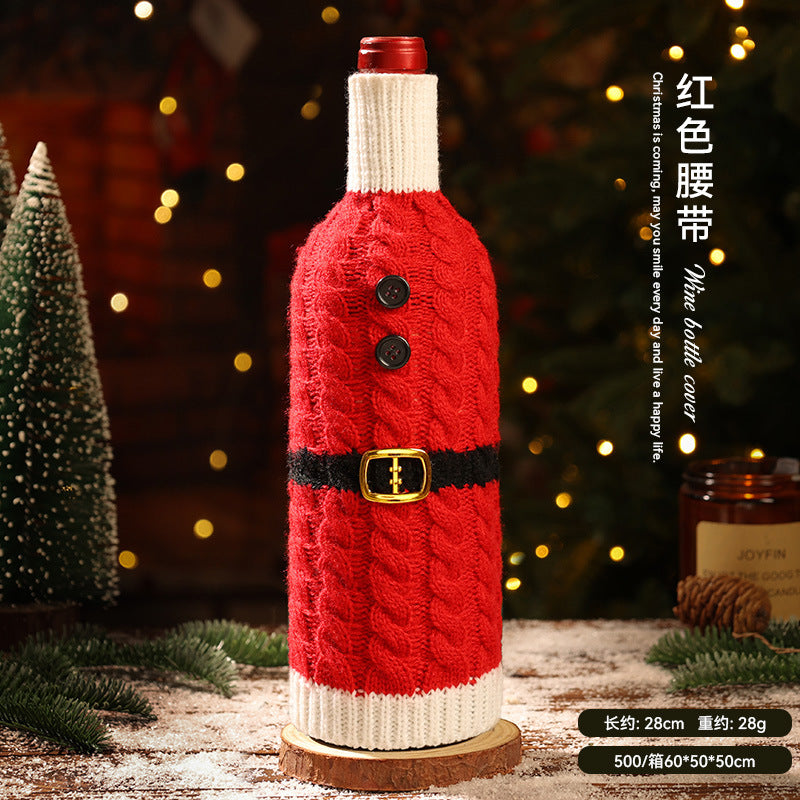 Funda Navideña para Botellas de Vino: Tejida en Lana con Diseños de Papá Noel, Reno y Más