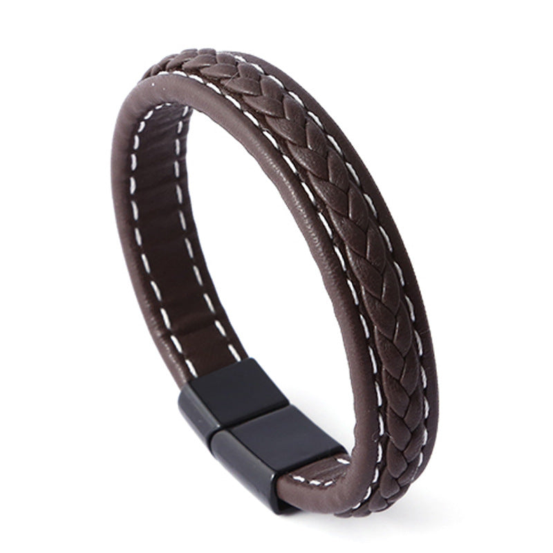 Pulsera de Cuero Trenzado con Cierre Magnético – Diseño Delicado para Parejas
