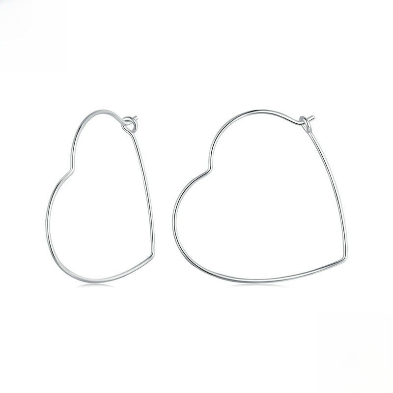 Aros grandes de plata 925 con diseño de corazón y cierre africano
