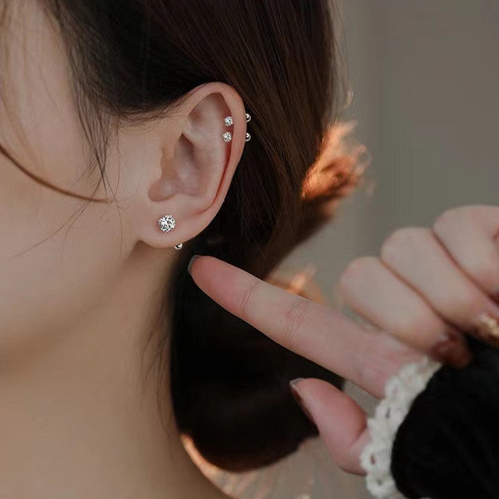 Piercing de Plata Pura 999 – Zirconia Tipo Diamante con Cierre de Tuerca