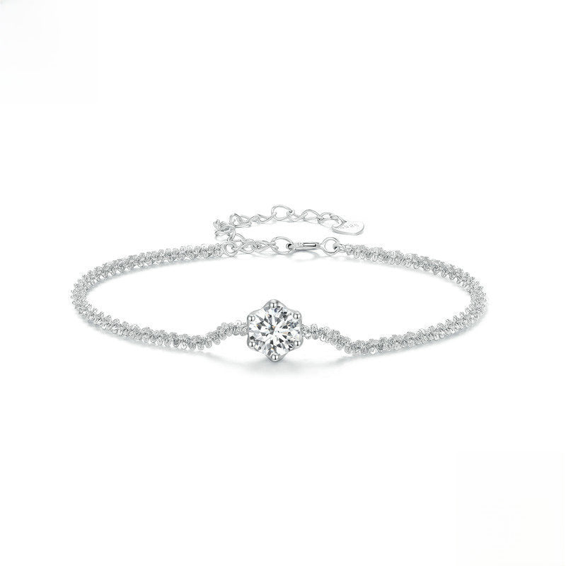 Pulsera de plata 925 con moissanita incrustada de 1 quilate. Regalo quinceañera