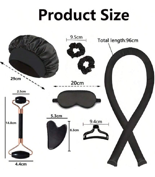 Amazon Heatless Curling Iron Set: 6-Piece Summer Hair Care Kit with Shower Cap and Eye Mask