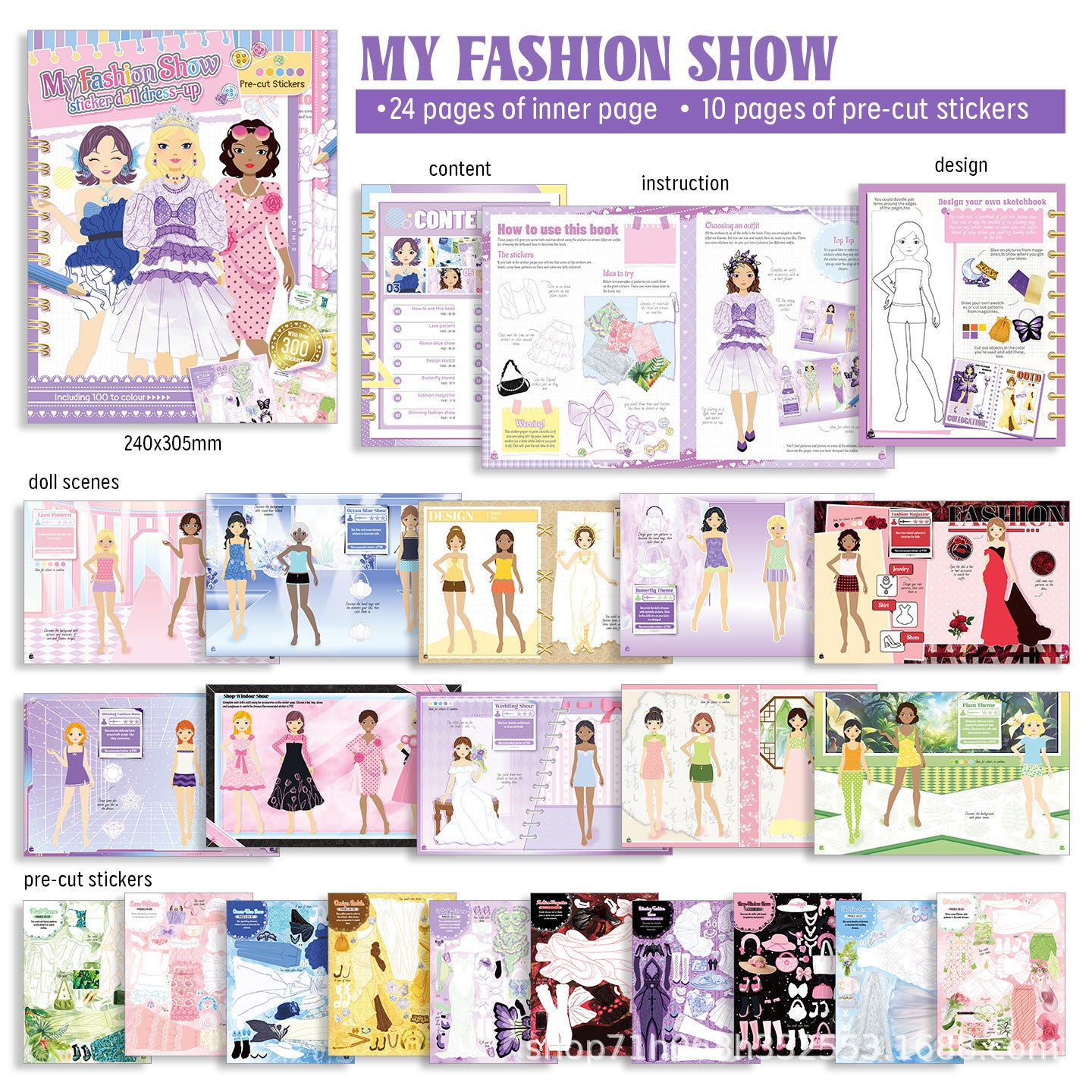 Libro de Pegatinas para Aprender diseño de Modas : Juego Creativo para Decorar y Diseñar Ropa