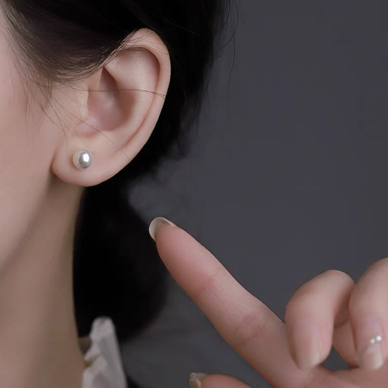 Pendiente Botón con Perla de Plata Pura 999 – Elegantes para Oficina