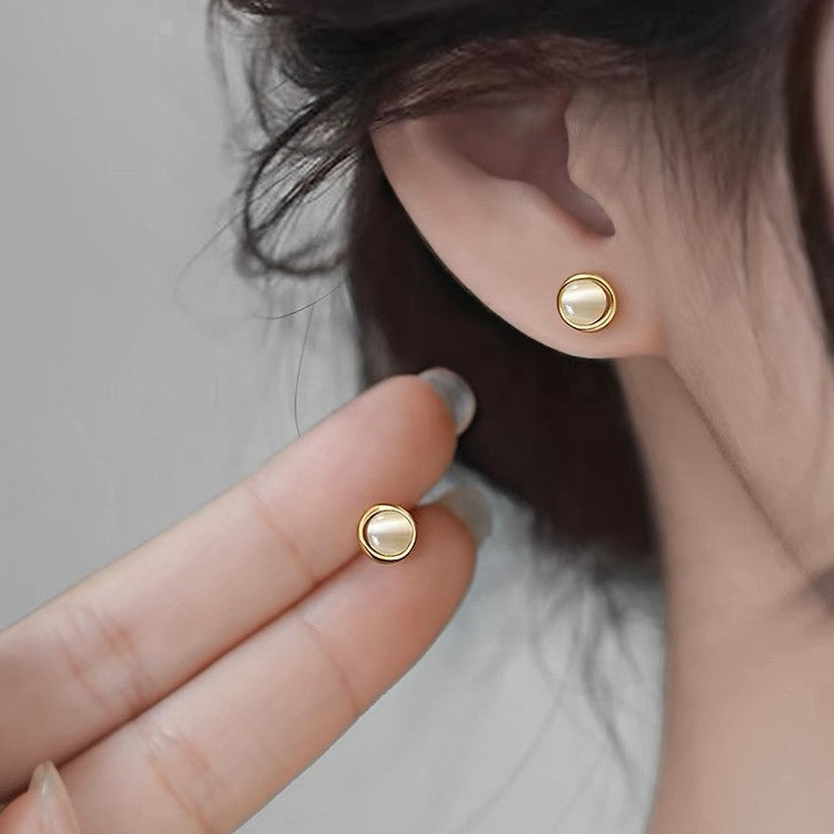 Pendientes de Plata 999 para Mujer – Con Piedra Ojo de Gato, Símbolo de Intuición y Equilibrio