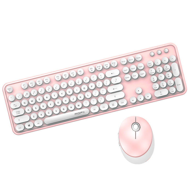 Juego de teclado y ratón inalámbrico 2.4g: diseño retro punk, ideal para mujeres en oficina