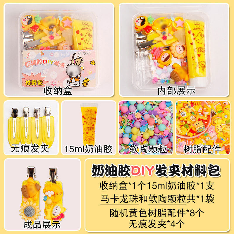 Set de Manualidades para Niñas con Pegamento en Crema 15g – Clips de Cabello y Accesorios de Resina