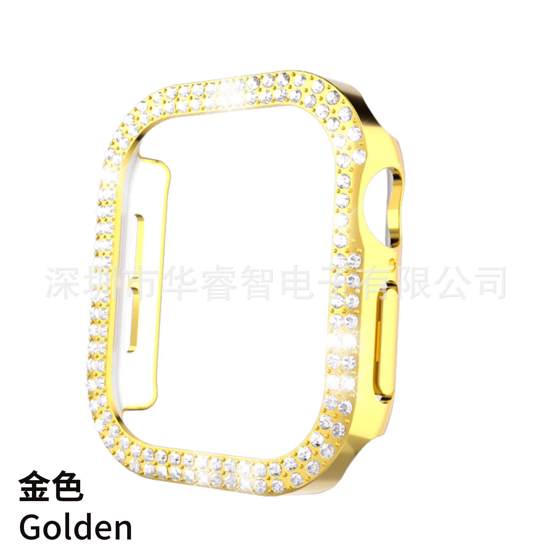 Protective Case for Apple Watch S10: Double Row Diamonds, Perforated Design & Half Cover