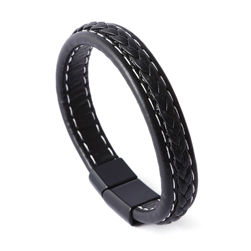 Pulsera de Cuero Trenzado con Cierre Magnético – Diseño Delicado para Parejas