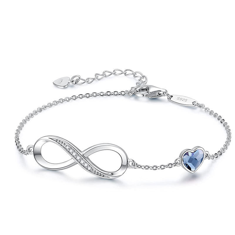 Pulsera de Plata 925 con Infinito y Dije de Circonia – Regalo para Novia