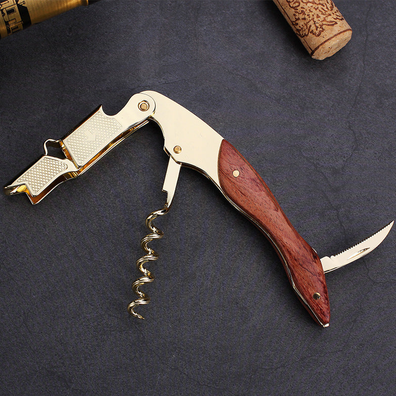 Cortador de Botellas de Vino Dorado: Abridor Profesional de Vino, Cuchillo Multifuncional, Estilo Lujoso para el Hogar