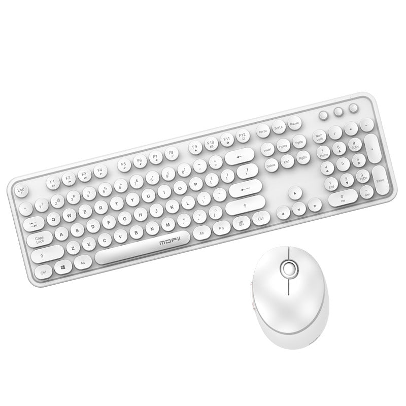 Juego de teclado y ratón inalámbrico 2.4g: diseño retro punk, ideal para mujeres en oficina