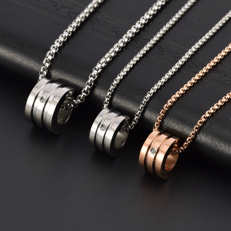 Cadena unisex acero inoxidable con dije geométrico – estilo ingeniero