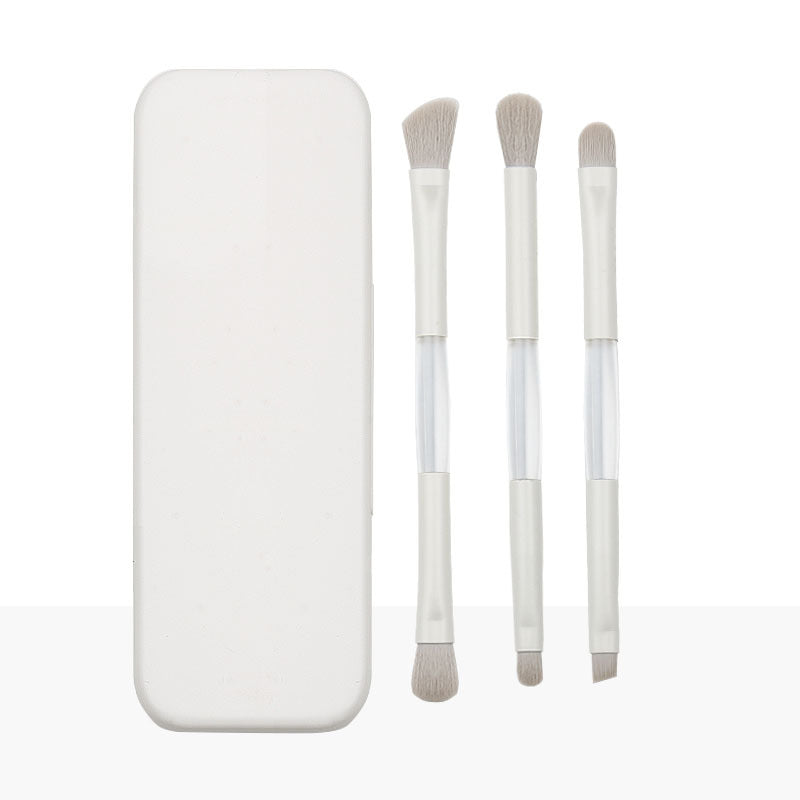 Set portátil de brochas de maquillaje para ojos, 6 piezas de doble punta en estuche con espejo