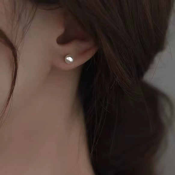 Pendientes de Botón con Perla Natural en Plata 999 – Diseño Clásico para Mujer y Niña