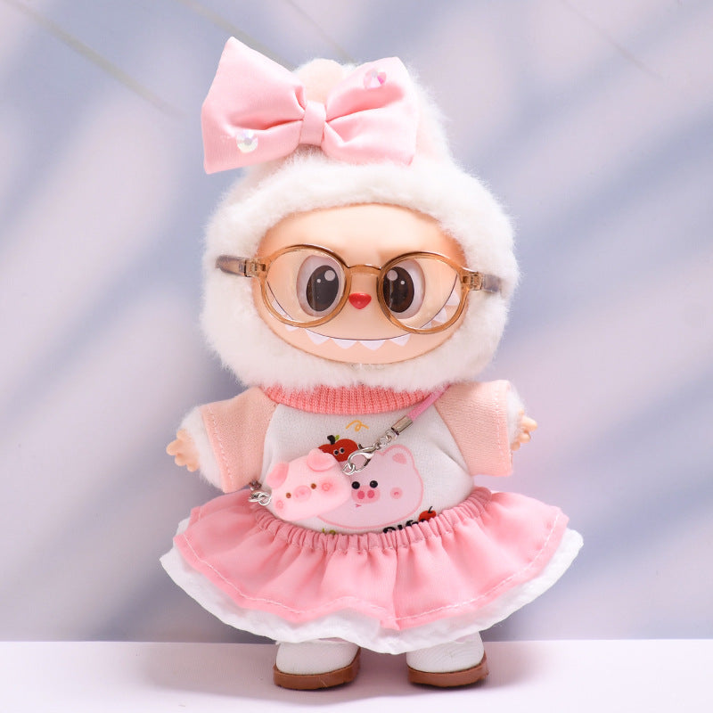 Ropa de Muñeca Labubu: Conjunto de Vestido Rosa y Accesorios