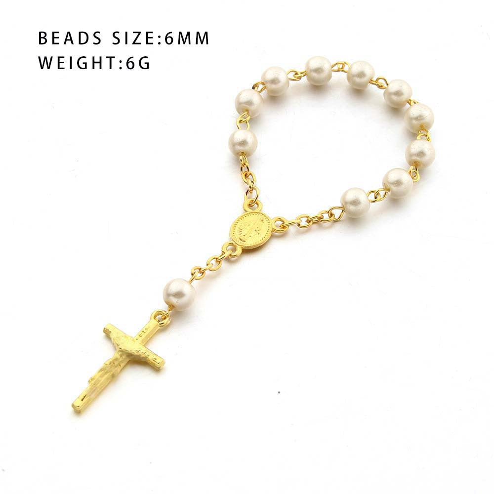 Pulsera Religiosa de Rosas con la Virgen del Carmen – Recuerdo de Bautizo o Primera Comunión