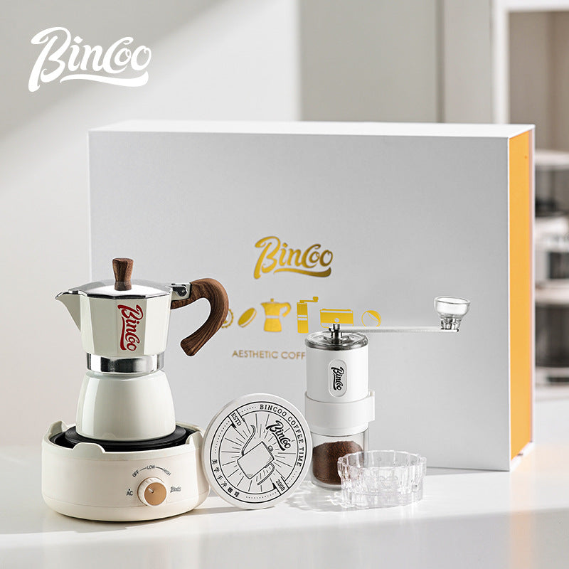 Bincoo: Set de regalo de cafetera moka, equipo para preparar café, cafetera manual compacta, ideal para cumpleaños