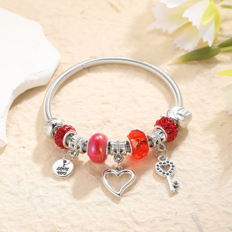 Pulsera de Plata para Niñas con Charms – Dijes Colgantes de Figuras Variadas