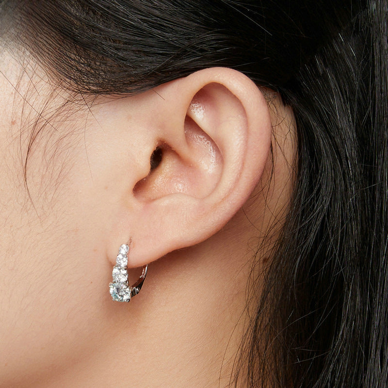 Pendientes de Plata 925 con Moissanita 0.50ct: Aretes Elegantes de Circonita Moissanita, Aros de Plata Esterlina para Mujer Estilo Moderno